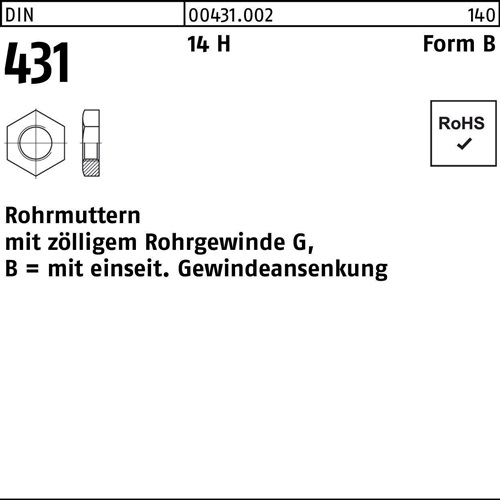 Rohrmutter DIN 431 BG 3/4 14 H 25 Stück