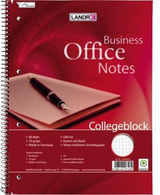 Landre Collegeblock 100050247 A4+ 80Blatt Rand kariert
