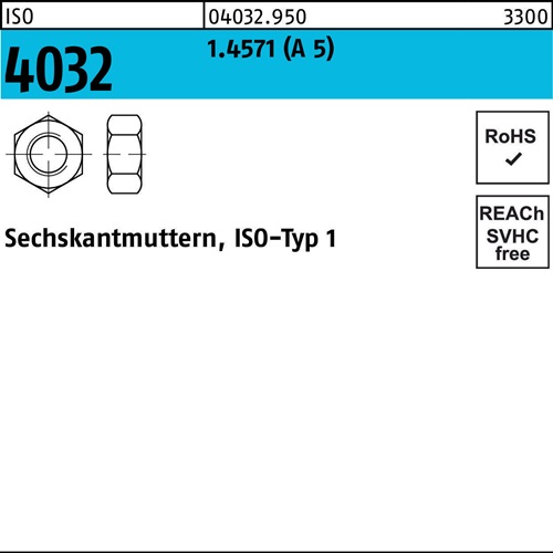 Sechskantmutter ISO 4032 M20 A 5 25 Stück