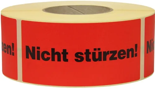 Warnetiketten Maße 145x70mm Papier rot Nicht stürzen TRANSPAK