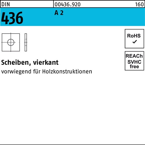 Unterlegscheibe DIN 436 vierkant 30x 90x 6 A 2 25 Stück