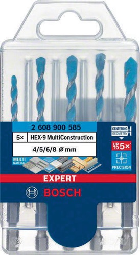 Bosch Bohrersatz EXPERT MultiConstruction HEX-9 5tlg. D.4-8mm Arbeits-L.45/50/60mm