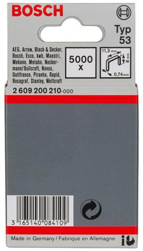 Bosch Feindrahtklammer Typ 53 BxL 11,4x8mm Dicke 0,74mm 5000er Pack 