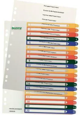 Leitz Register 12960000 A4 PP-Folie PC-beschriftbar 1-20 tr