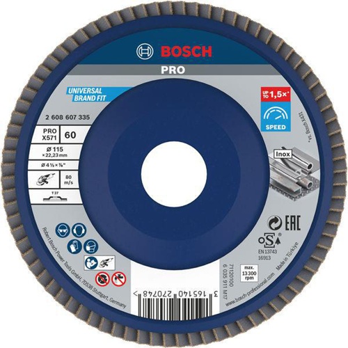 Bosch Fächerschleifscheibe PRO X571 Scheiben-D.115mm Körnung 60 gerade