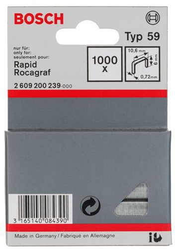 Bosch Feindrahtklammer Typ 59 BxL 10,6x6mm Dicke 0,72mm 1000er Pack