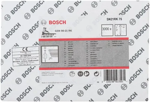 Bosch Rundkopfstreifennagel SN21RK 75 Kopf-D.7mm L.75mm Schaft-D.2,8mm glatt blank