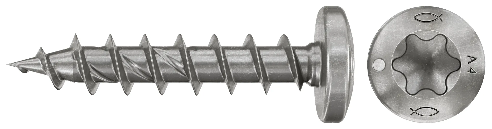 fischer Spanplattenschraube PowerFast FPF II PTF 3,5 x 12 A4 200, Panhead, Innenstern TX, Vollgewinde, Edelstahl A4