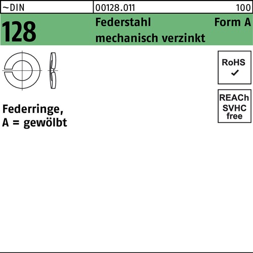 Federring DIN 128 A 6 Federstahl mech.verz. 1000 Stück