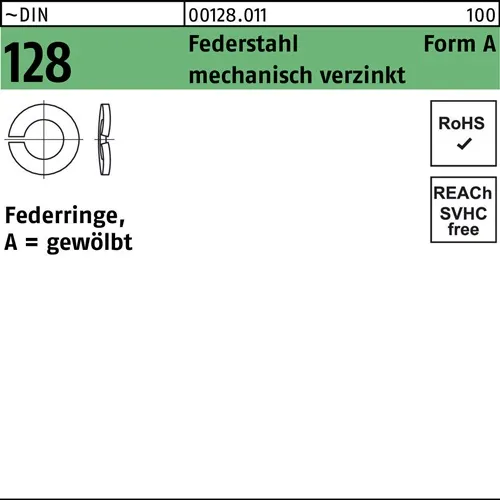 Federring DIN 128 A 4 Federstahl mech.verz. 100 Stück