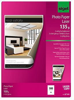 SIGEL Fotopapier LP141 DIN A4 135g hochweiß 100 Bl./Pack.