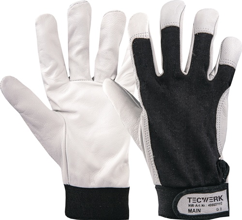 TECWERK Handschuhe Main Gr.10 schwarz/naturfarben EN 388 PSA II