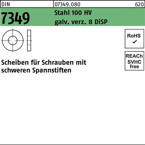 Scheibe DIN 7349 21x 44x 8 Stahl 100HV galv.verz. 8 DiSP 25 Stück