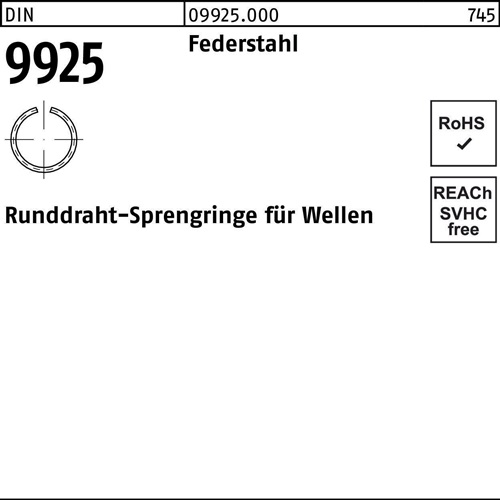 Sprengring DIN 9925 10 Federstahl Runddraht 2000 Stück