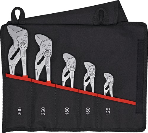 Zangenschlüsselset Inh.5-tlg.verchr.Rolltasche KNIPEX