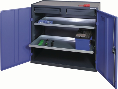 TECWERK Werkzeug-/Beistellschrank H1000xB1000xT500 mm anthrazitgrau/taubenblau, NCS 