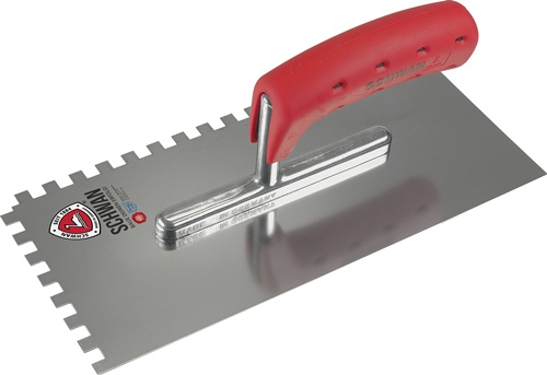 Glättekelle L.280mm B.130mm Zahn 6x6 geh.m.Softheft STA S.0,7mm SCHWAN