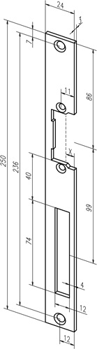 Flachschließbl.338 VA ma ktg.B.24xL.250mm DIN L/R ASSA ABLOY