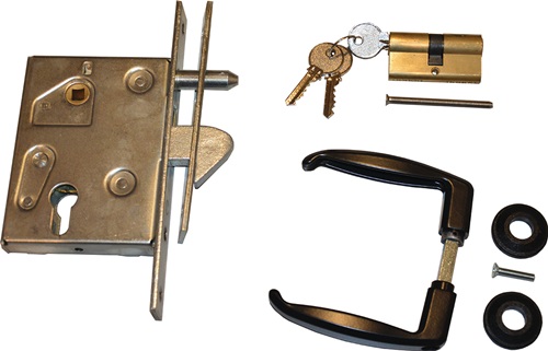 Schiebetürschloss-Set PZ PZ 25/50/72/8mm verz.ktg.Stulpl.210mm HBS-BETZ