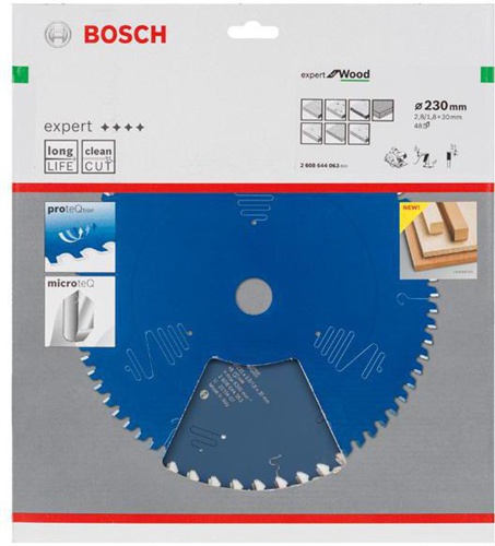 Bosch Kreissägeblatt Expert for Wood D.230mm Bohrung 30mm 48Zähne WZ 
