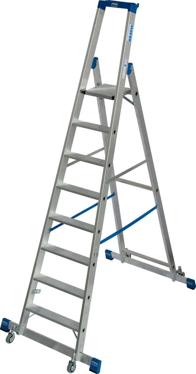 Krause STABILO Stufen-StehLeiter fahrbar mit Traverse 1x8 Stufen