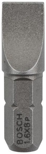 Bosch Schrauberbit Extra-Hart ISO1173 C6.3 S1,6x8mm L.25mm 1/4Zoll-Außen-6kt 25St.