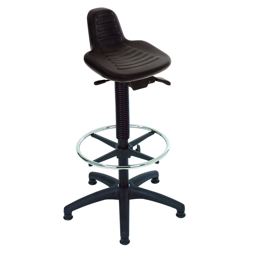 HEMMDAL Stehsitz, PU-Sitz mit Rückenstütze + Tragegriff, Sitzhöhe 580-840 mm
