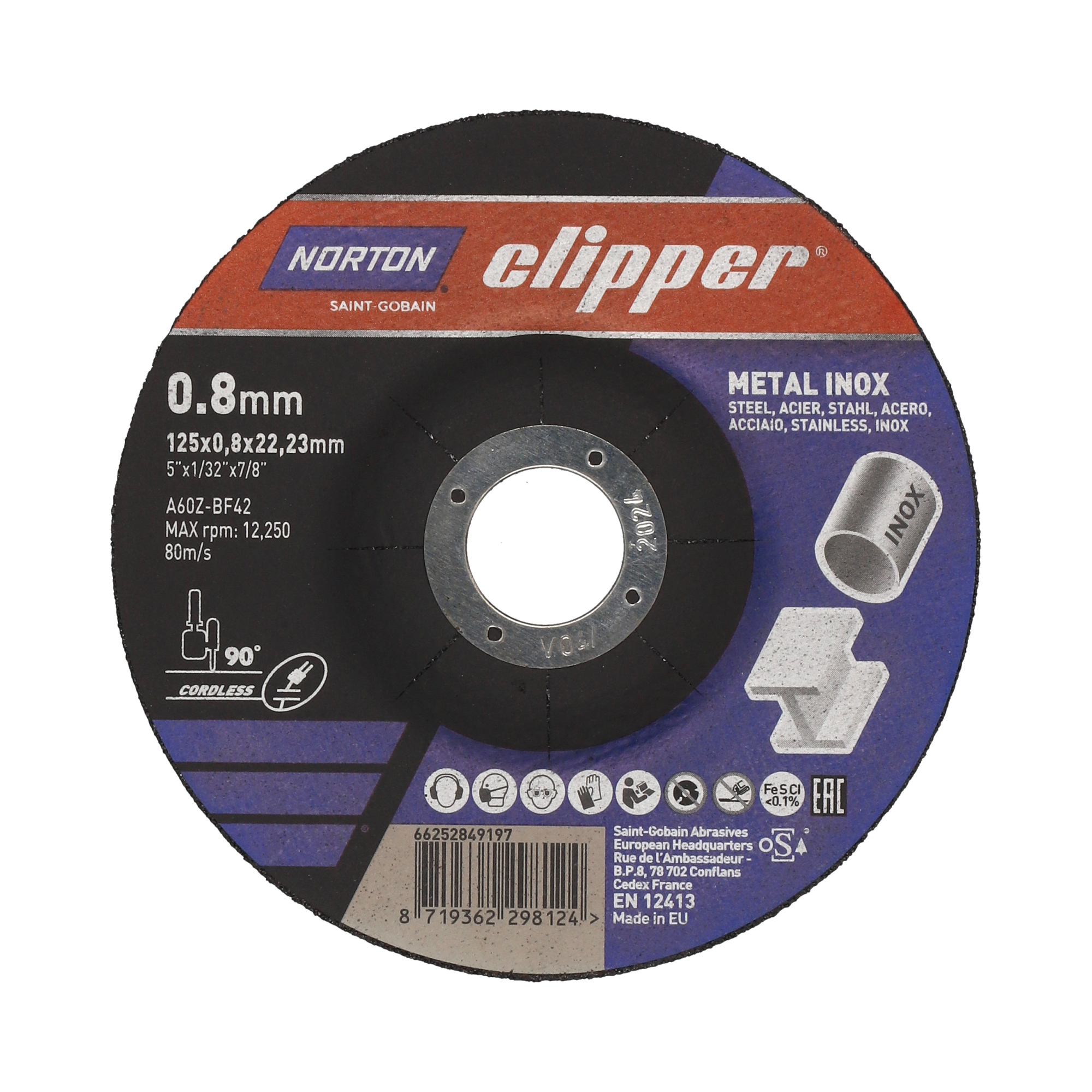 Norton Clipper Trennscheibe Metall Ø125x0,8x22,23 mm