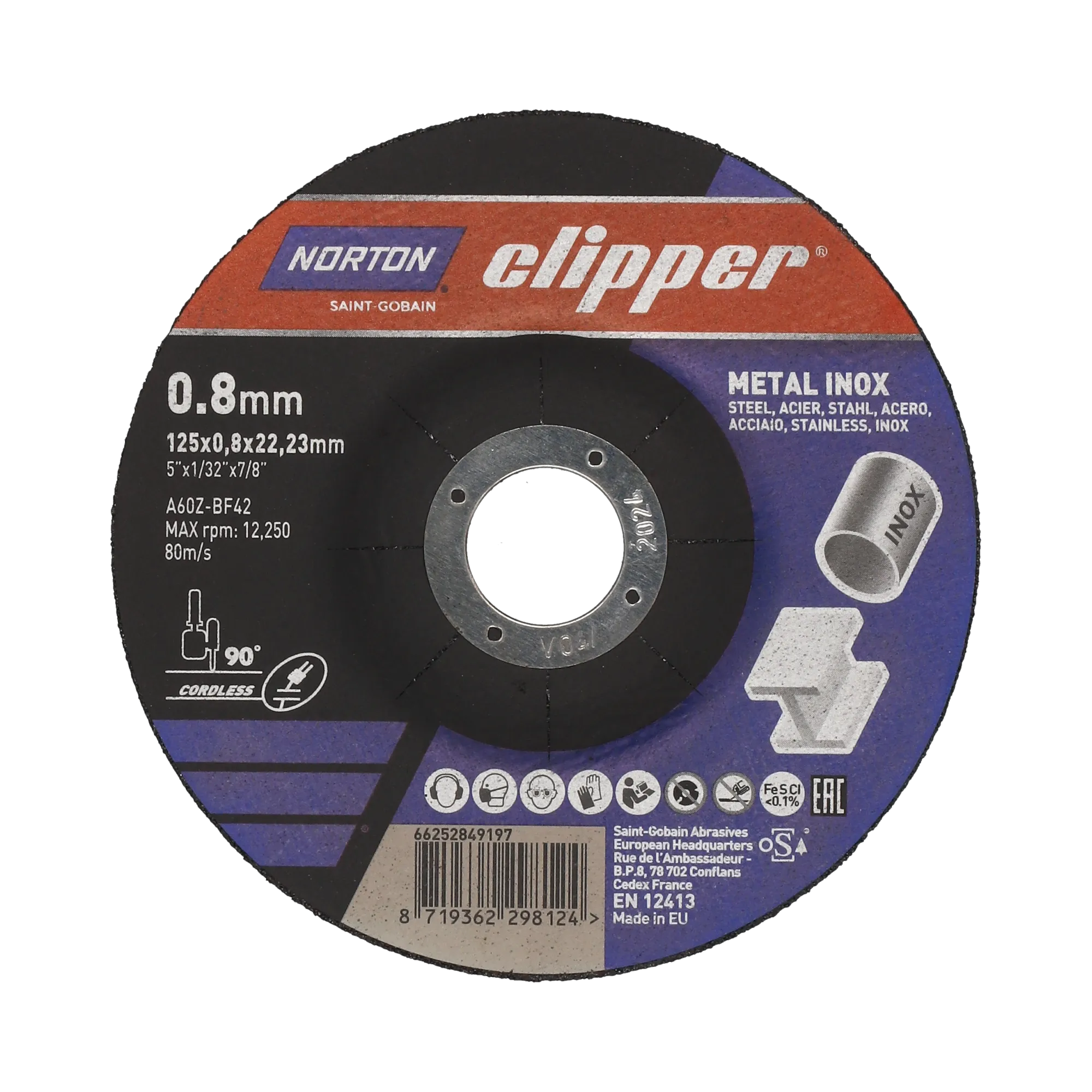 Norton Clipper Trennscheibe Metall Ø125x0,8x22,23 mm
