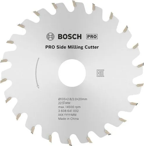 Bosch Scheibenfräser D.105mm Bohrungs-D.20mm B.2,8mm Zähne 22 f.Fräsen GUF4-22A/PSF22A