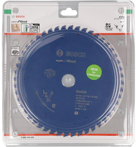 Bosch Kreissägeblatt Expert for Wood D.254mm Bohrung 30mm 48Zähne Zahnform WZ