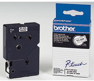 Brother Schriftbandkassette TC201 12mmx7,7m laminiert sw auf ws