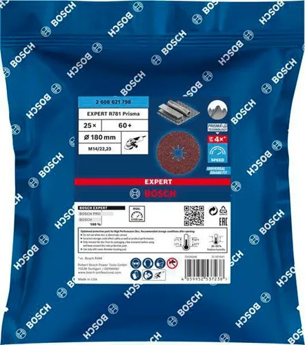 Bosch Fiberscheibe EXPERT R781 Prisma Ceramic D.180mm Bohrung22,23mm Körnung 60