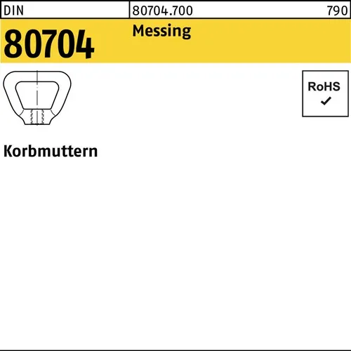 Korbmutter DIN 80704 M 20 Messing 5 Stück