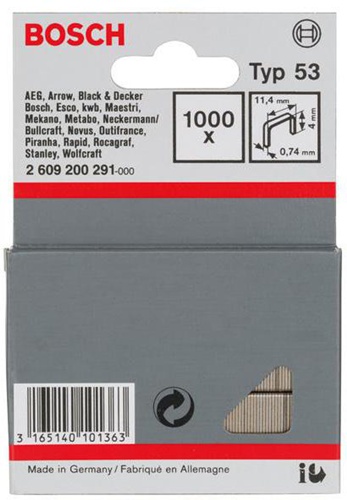Bosch Feindrahtklammer Typ 53 BxL 11,4x4mm Dicke 0,74mm 1000er Pack 