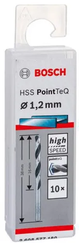Bosch Metallspiralbohrer PointTeQ DIN388 Arbeits-L.80mm D.1,2mm Typ N 10St.