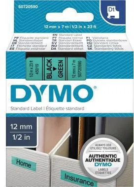 DYMO Schriftbandkassette D1 S0720590 12mmx7m sw auf gn