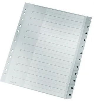 Leitz Register 12820000 DIN A4 1-12 Polypropylen grau