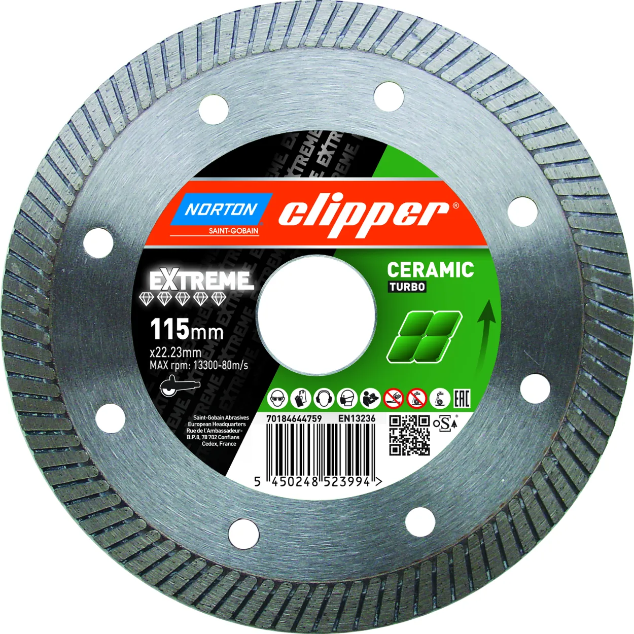 Norton Clipper Diamanttrennscheibe Extreme Ceramic Turbo - 180  x  22,23 mm