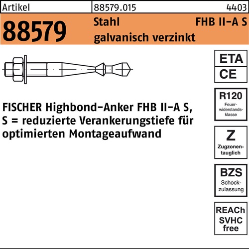 Highbond-Anker R 88579 M10x 60/60 Stahl galv.verz. 10 Stück FISCHER