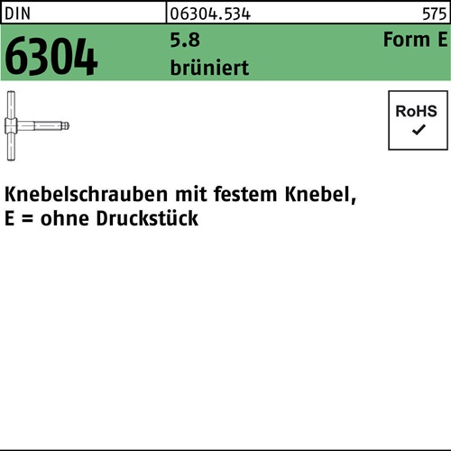 Knebelschraube DIN 6304 m.festem Knebel 5.8 brüniert 1 Stück