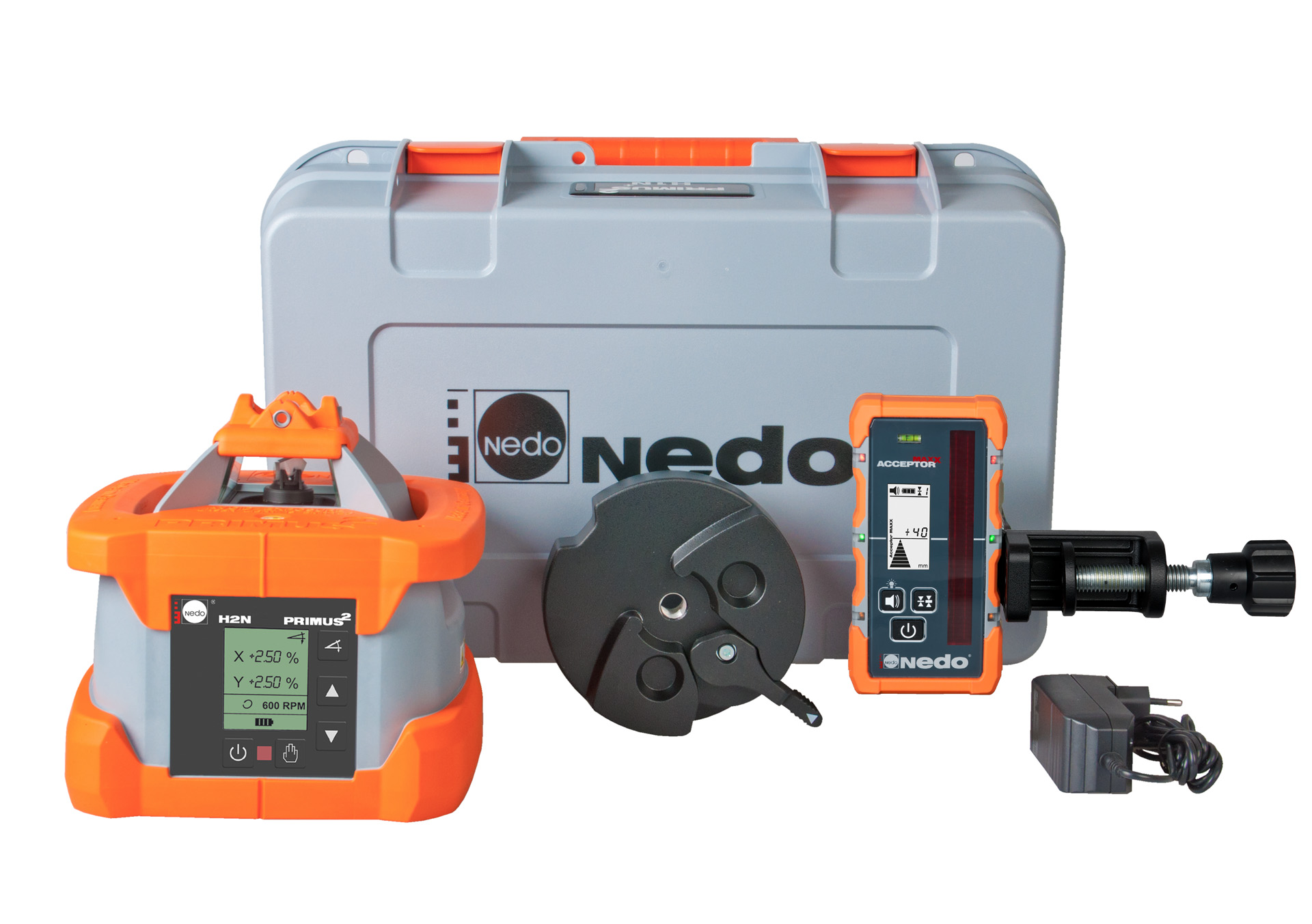 Nedo Rotationslaser PRIMUS 2 H2N / Laserklasse 2  Inkl. Lasermpfänger ACCEPTOR MAXX