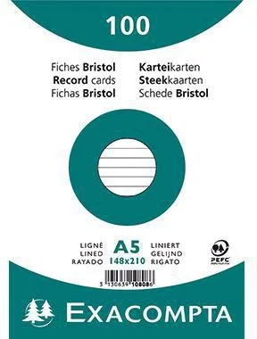 Exacompta Karteikarte 10808SE DIN A5 liniert weiß 100 St./Pack.