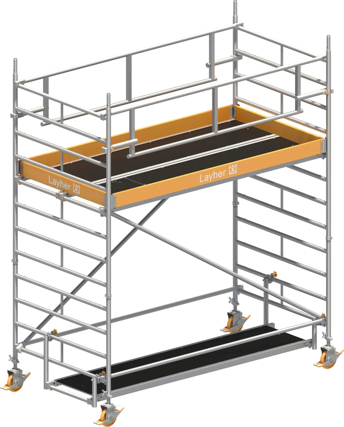 Layher Fahrgerüst Uni Breit P2 SAFETY PLUS mit Doppelgeländer Typ: 1422102 | SH: 2,2 m / AH: 4,20 m