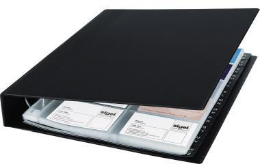 SIGEL Visitenkartenringbuch VZ301 max. 400Karten 20Hüllen schwarz