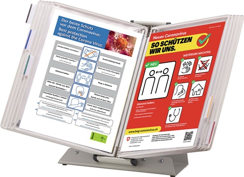 Tischständer PVC weiß 10 Sichttafeln A4 lackierter Metallständer TARIFOLD