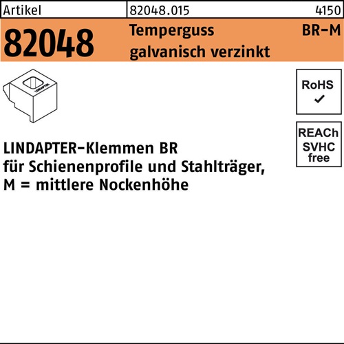 Klemme R 82048 GTW 40 BR 12/6,0 Temperguss galv.verz. 1St. LINDAPTER
