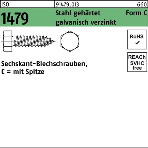 Blechschraube ISO 1479 Spitze/6-kt C 6,3x16 Stahl gehärtet galv.verz. 250St.