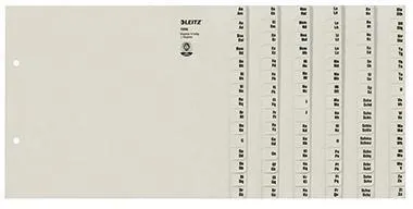Leitz Registerserie 13060085 DIN A4 A-Z für 6Ordner Tauenpapier grau