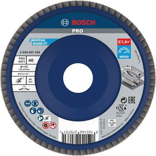 Bosch Fächerschleifscheibe PRO X571 Scheiben-D.115mm Körnung 40 gerade